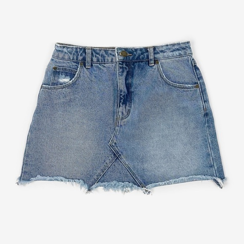 Rolla's Claudia Mini Skirt Size 26 New Stone‎ Blue Denim High Rise